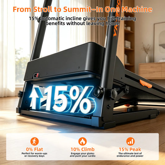 Folding Treadmill Automatic Incline HIIT Home Fitness