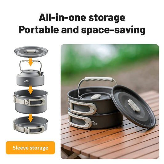 Portable Camping Cookware Kit Frying Pan Kettle