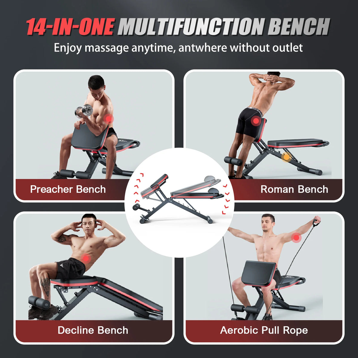 14 In 1 Foldable Adjustable Dumbbell Weight Bench
