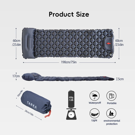 Inflatable Camping Sleeping Pad With Pillow