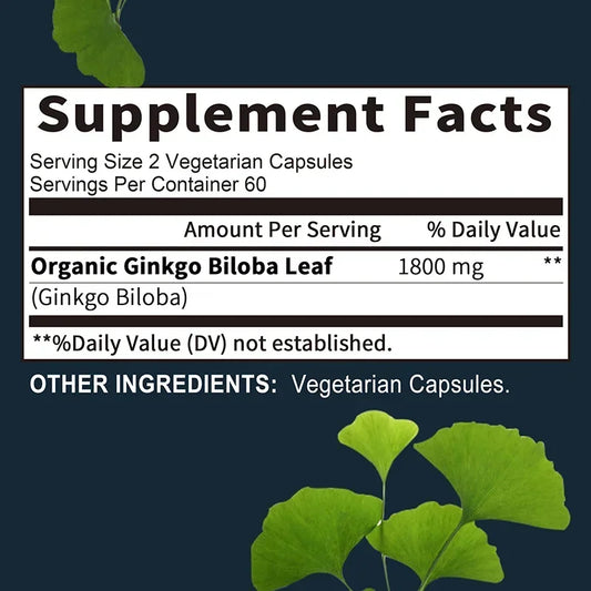 Ginkgo Biloba Brain Support Memory Focus Supplement