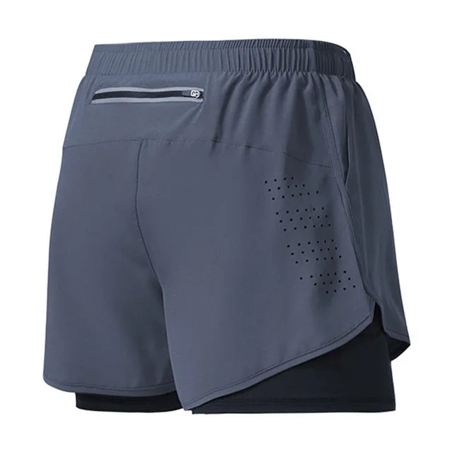 Men's Quick Dry Double Layer Running Workout Shorts