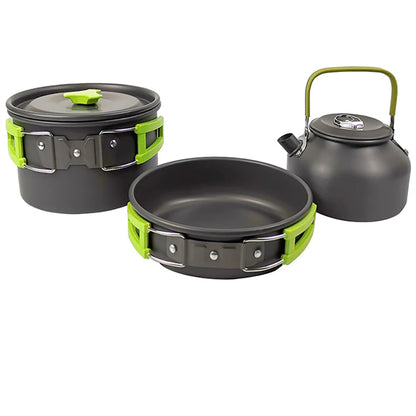 Camping Cooking Set Non Stick Pots Teapot Tableware