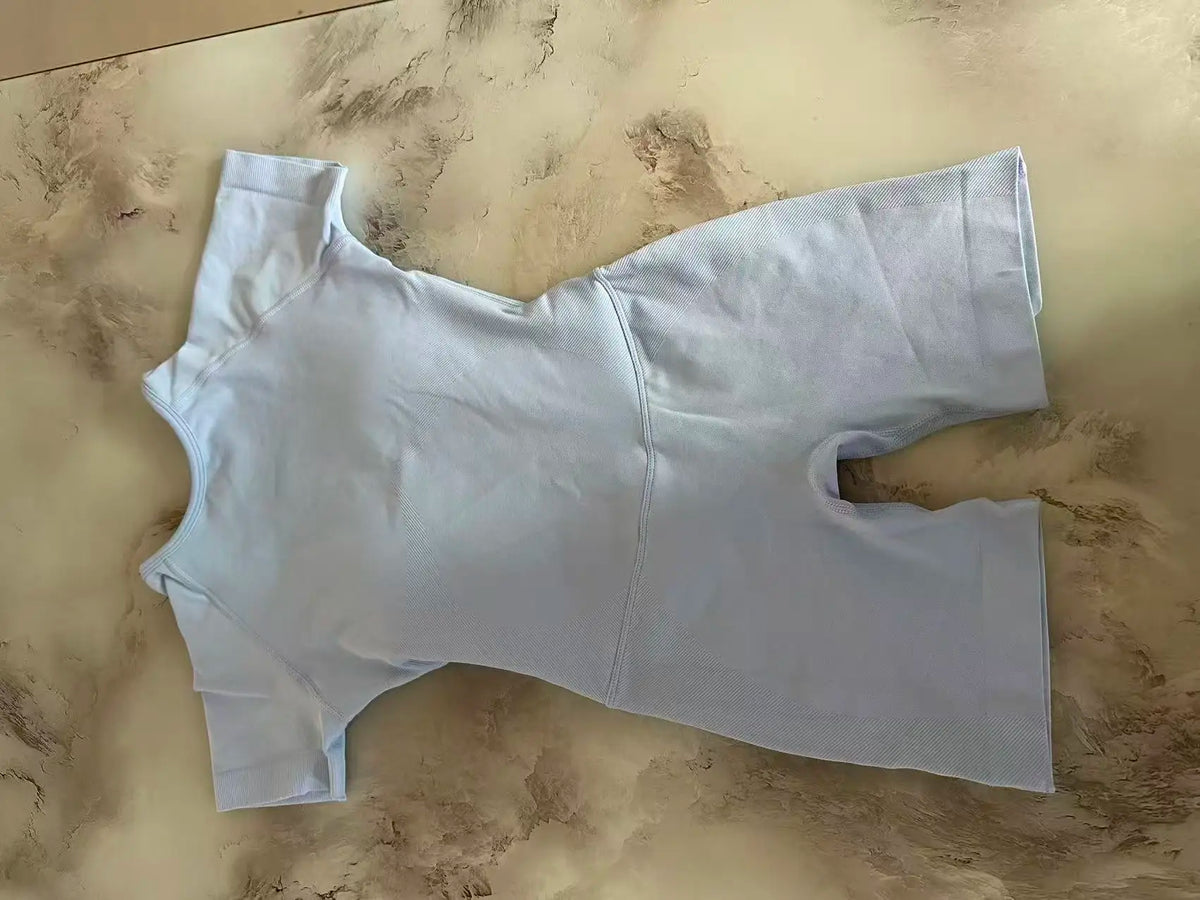 Women's Short Sleeve Backless Fitness Playsuit Activewear