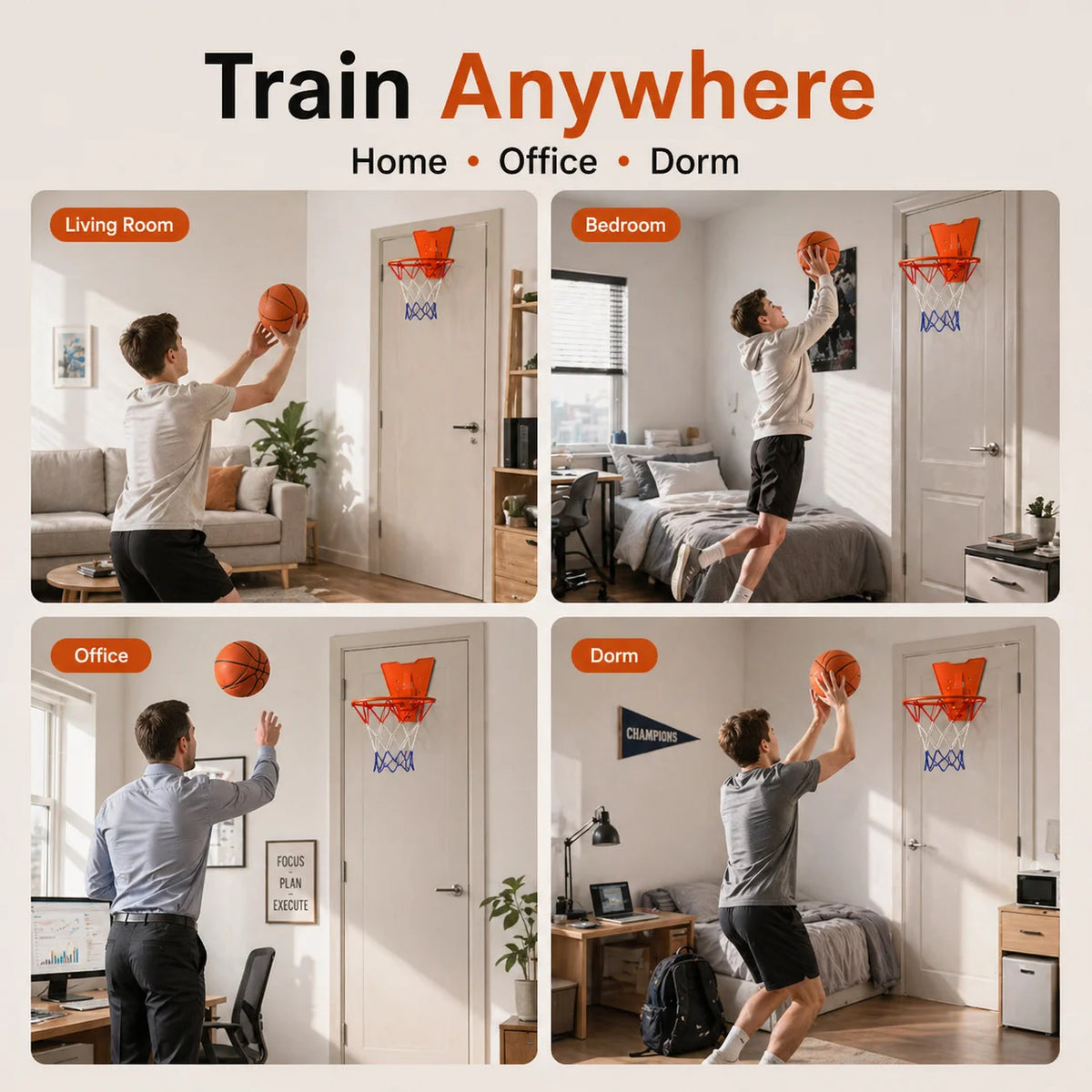 Silent Indoor Basketball Hoop Set Foam Training Ball