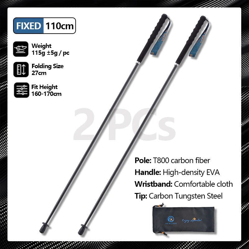 Carbon Fiber Collapsible Telescopic Walking Trekking Poles