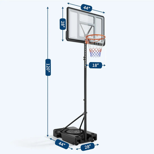 44 Inch Portable Basketball Hoop Adjustable Outdoor Goal System