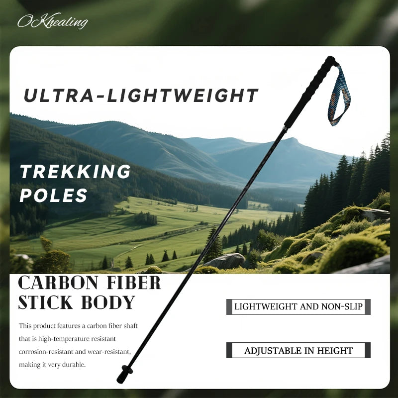 Carbon Fiber Collapsible Telescopic Walking Trekking Poles