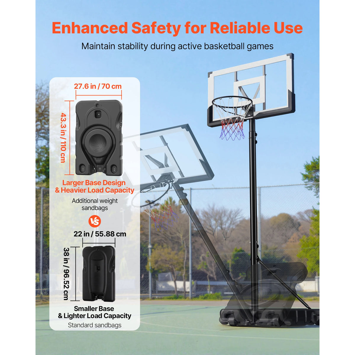 Portable Basketball Hoop Adjustable 10 Foot Stand