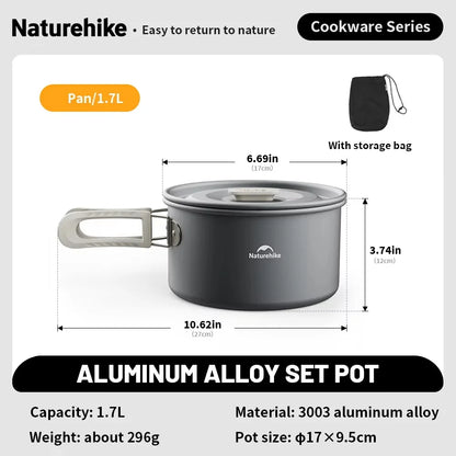 Portable Camping Cookware Kit Frying Pan Kettle