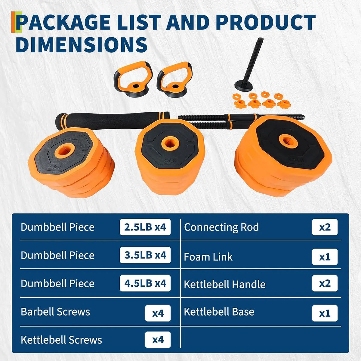 4 In 1 Adjustable Dumbbell Barbell Kettlebell Set