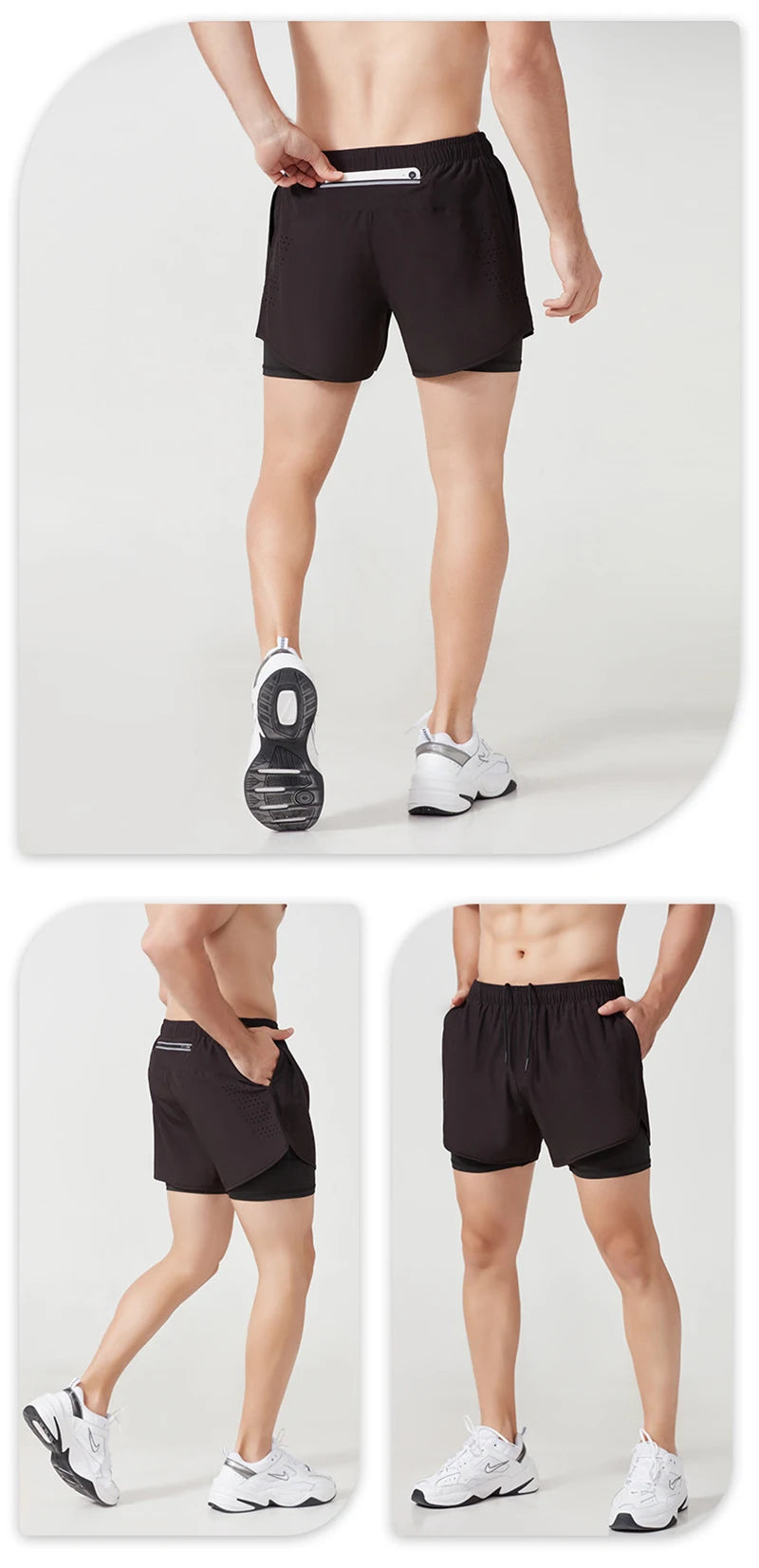 Men's Quick Dry Double Layer Running Workout Shorts