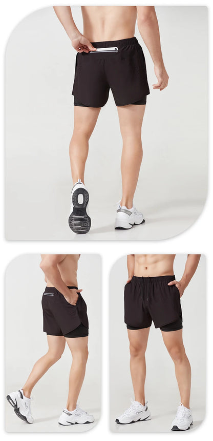 Men's Quick Dry Double Layer Running Workout Shorts