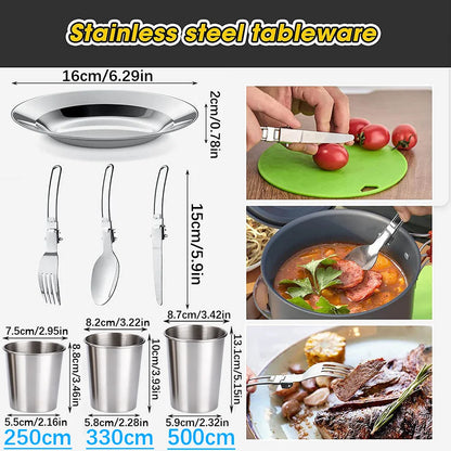 Camping Cooking Set Non Stick Pots Teapot Tableware