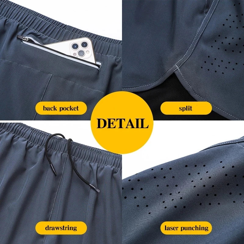Men's Quick Dry Double Layer Running Workout Shorts