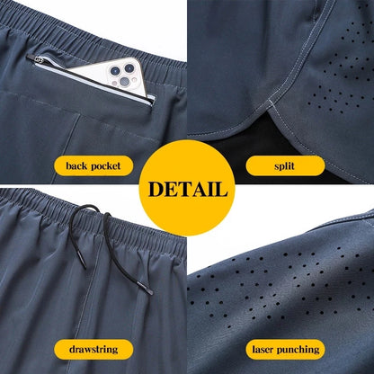 Men's Quick Dry Double Layer Running Workout Shorts