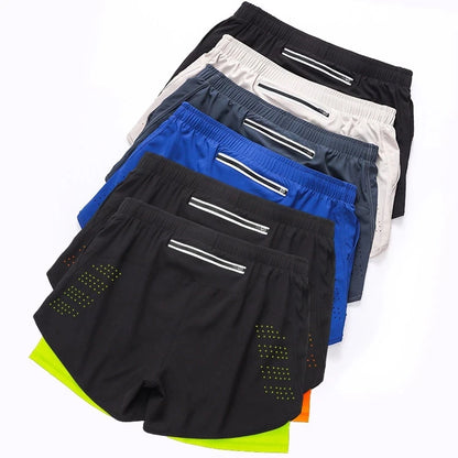 Men's Quick Dry Double Layer Running Workout Shorts