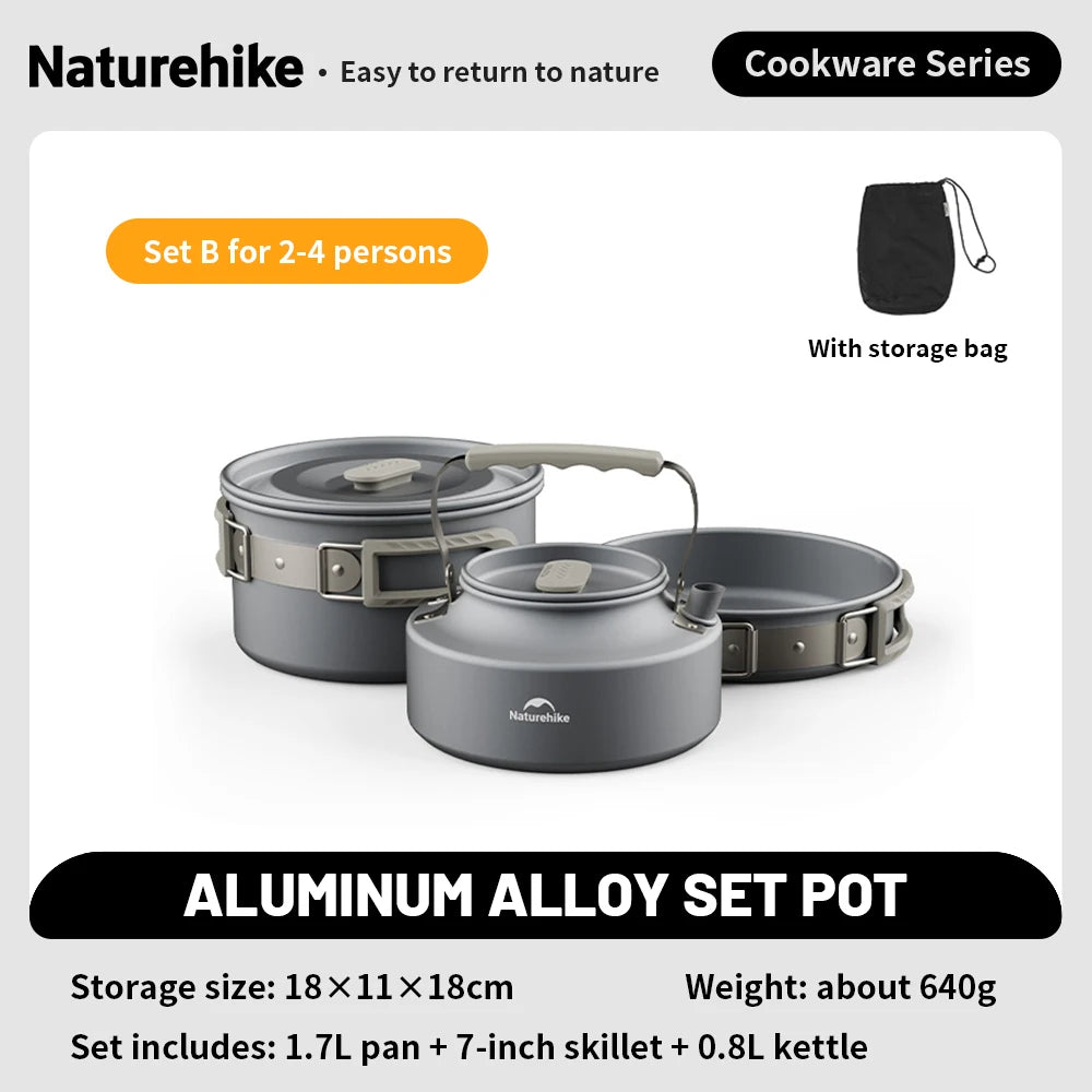 Portable Camping Cookware Kit Frying Pan Kettle
