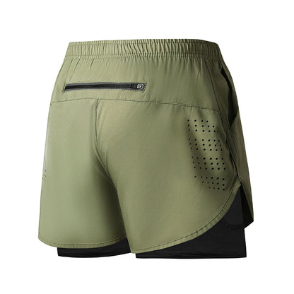 Men's Quick Dry Double Layer Running Workout Shorts