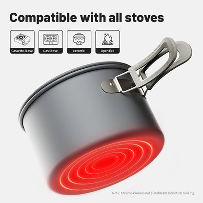 Portable Camping Cookware Kit Frying Pan Kettle