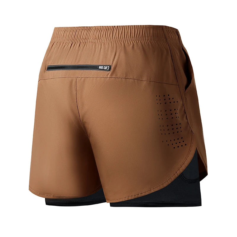 Men's Quick Dry Double Layer Running Workout Shorts