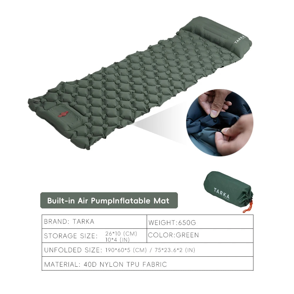 Inflatable Camping Sleeping Pad With Pillow