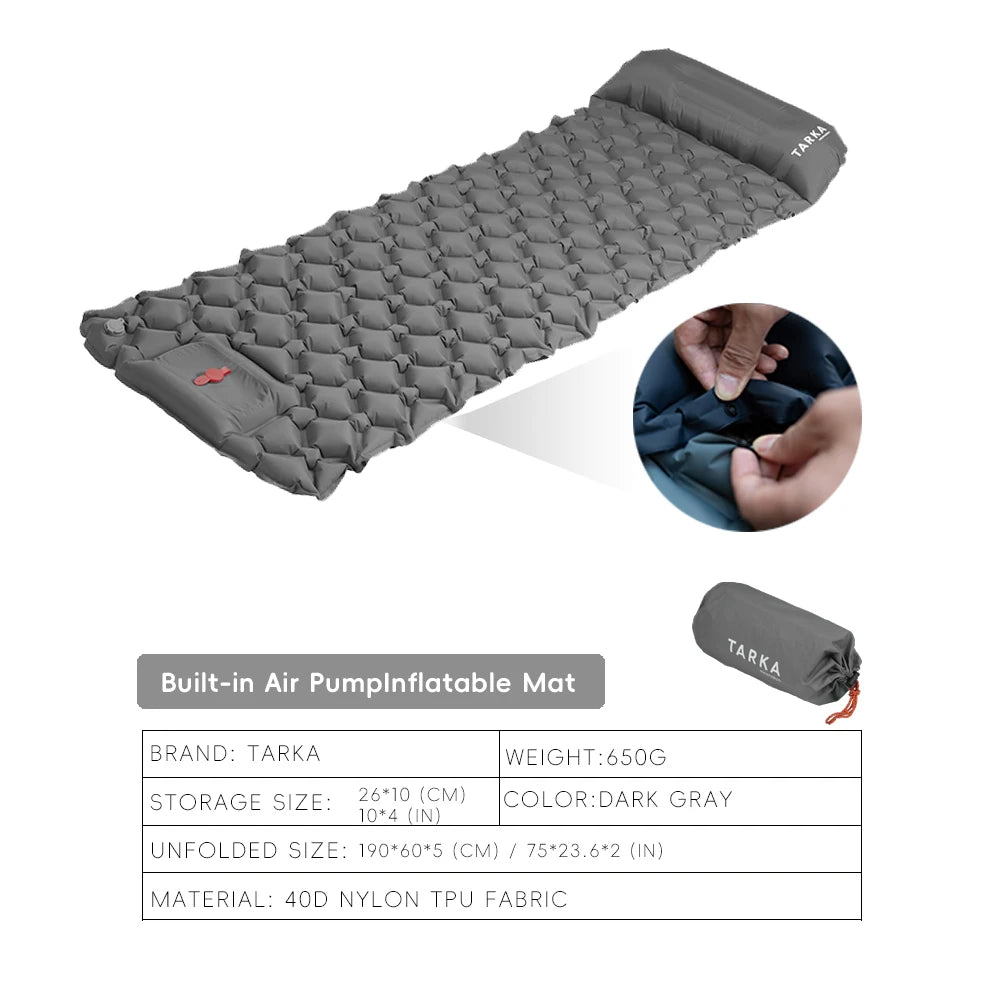 Inflatable Camping Sleeping Pad With Pillow
