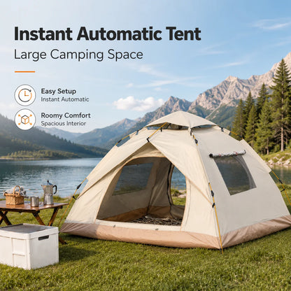 Automatic Pop Up Windproof Rain Resistant Camping Tent