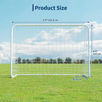 6x4ft Portable Foldable Soccer Goal Steel Frame Net