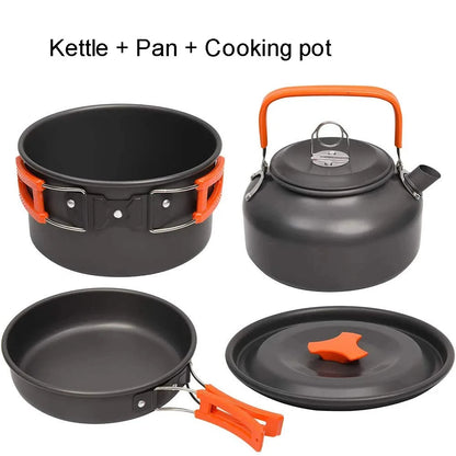 Camping Cooking Set Non Stick Pots Teapot Tableware