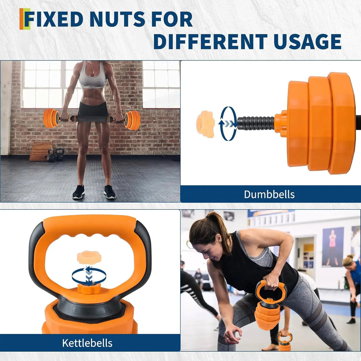 4 In 1 Adjustable Dumbbell Barbell Kettlebell Set