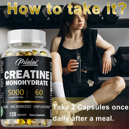 Creatine Monohydrate Capsules Muscle Strength Performance Support