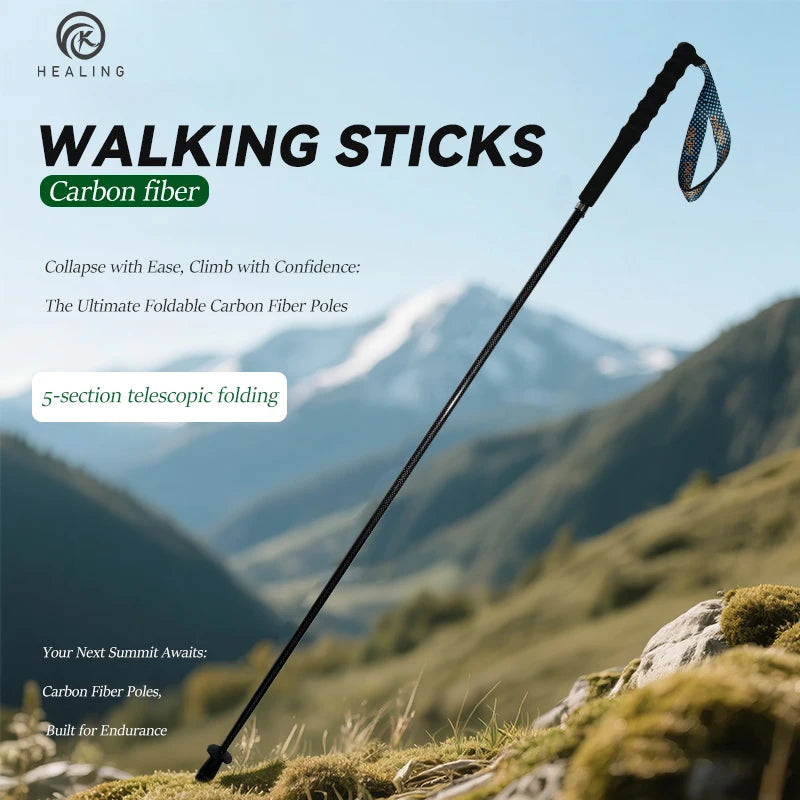 Carbon Fiber Collapsible Telescopic Walking Trekking Poles