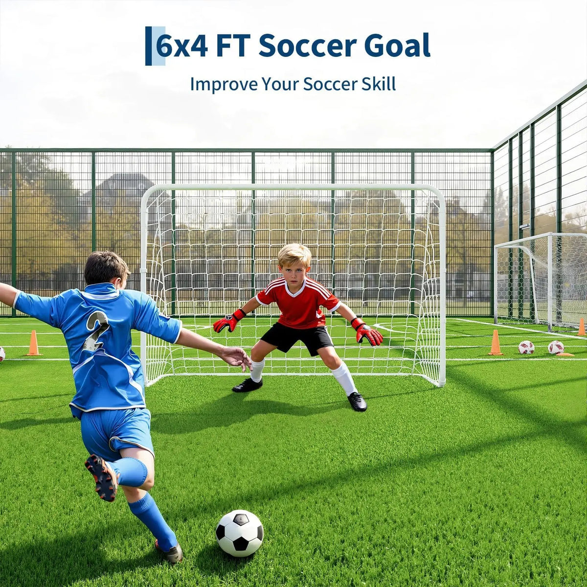 6x4ft Portable Foldable Soccer Goal Steel Frame Net