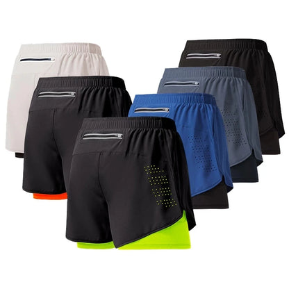 Men's Quick Dry Double Layer Running Workout Shorts