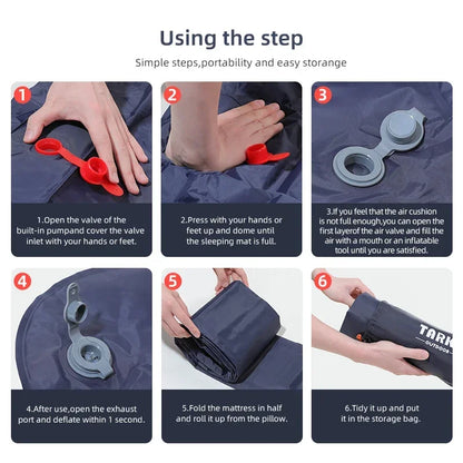Inflatable Camping Sleeping Pad With Pillow