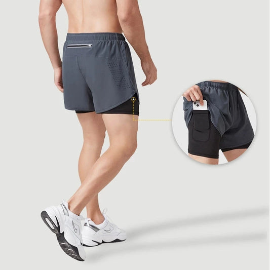 Men's Quick Dry Double Layer Running Workout Shorts