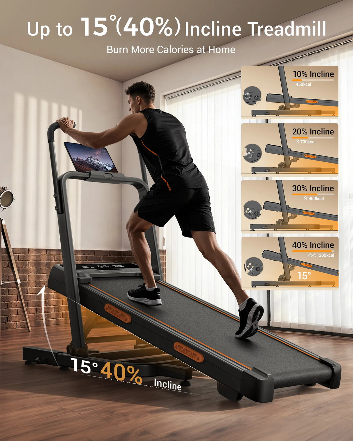 Folding Treadmill Automatic Incline Home Fitness