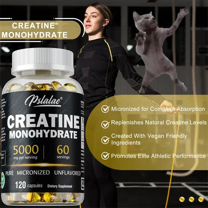 Creatine Monohydrate Capsules Muscle Strength Performance Support