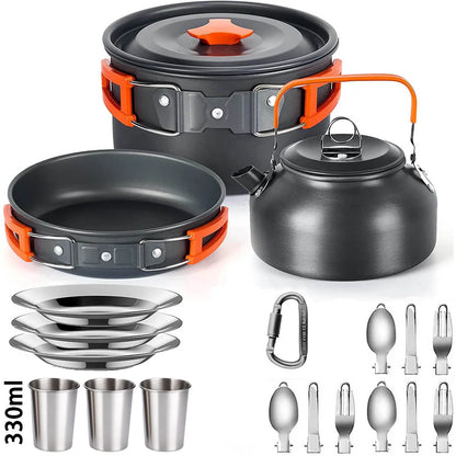 Camping Cooking Set Non Stick Pots Teapot Tableware
