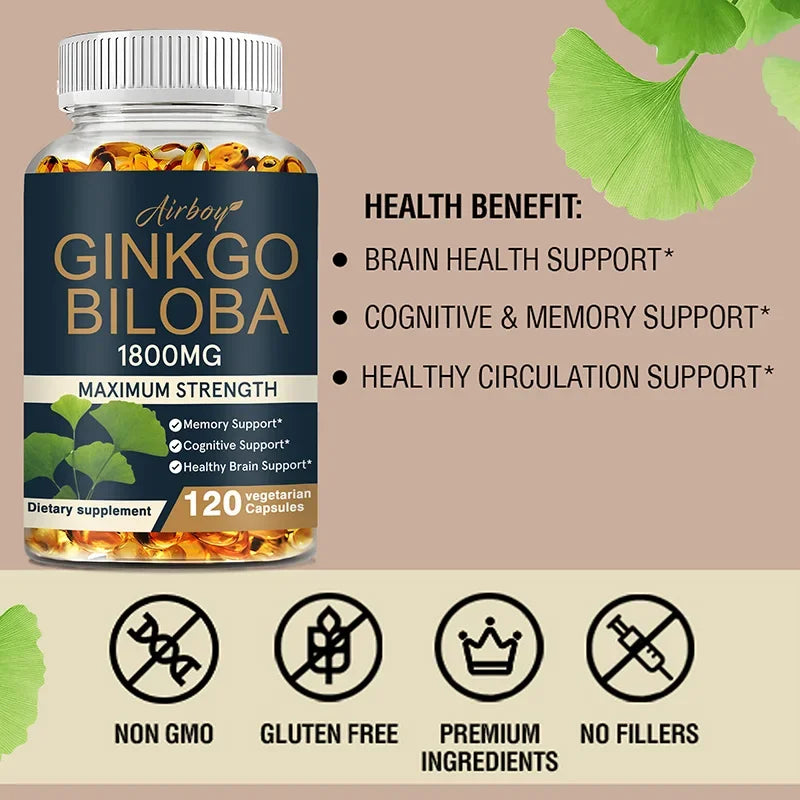 Ginkgo Biloba Brain Support Memory Focus Supplement