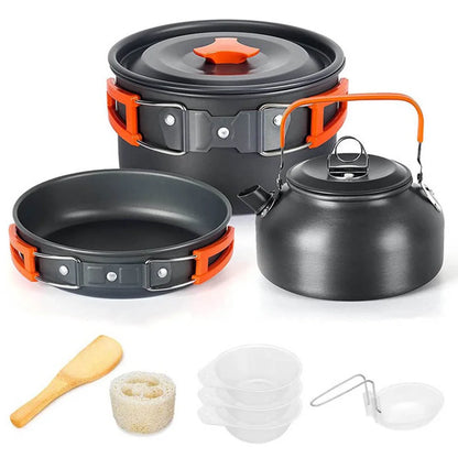 Camping Cooking Set Non Stick Pots Teapot Tableware
