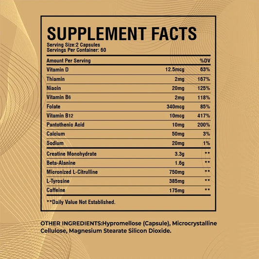 Pre-Workout Muscle Building Endurance Support Supplement