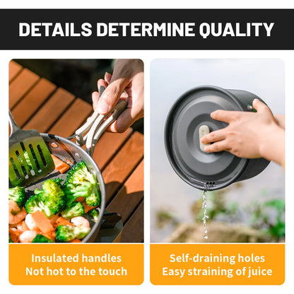 Portable Camping Cookware Kit Frying Pan Kettle