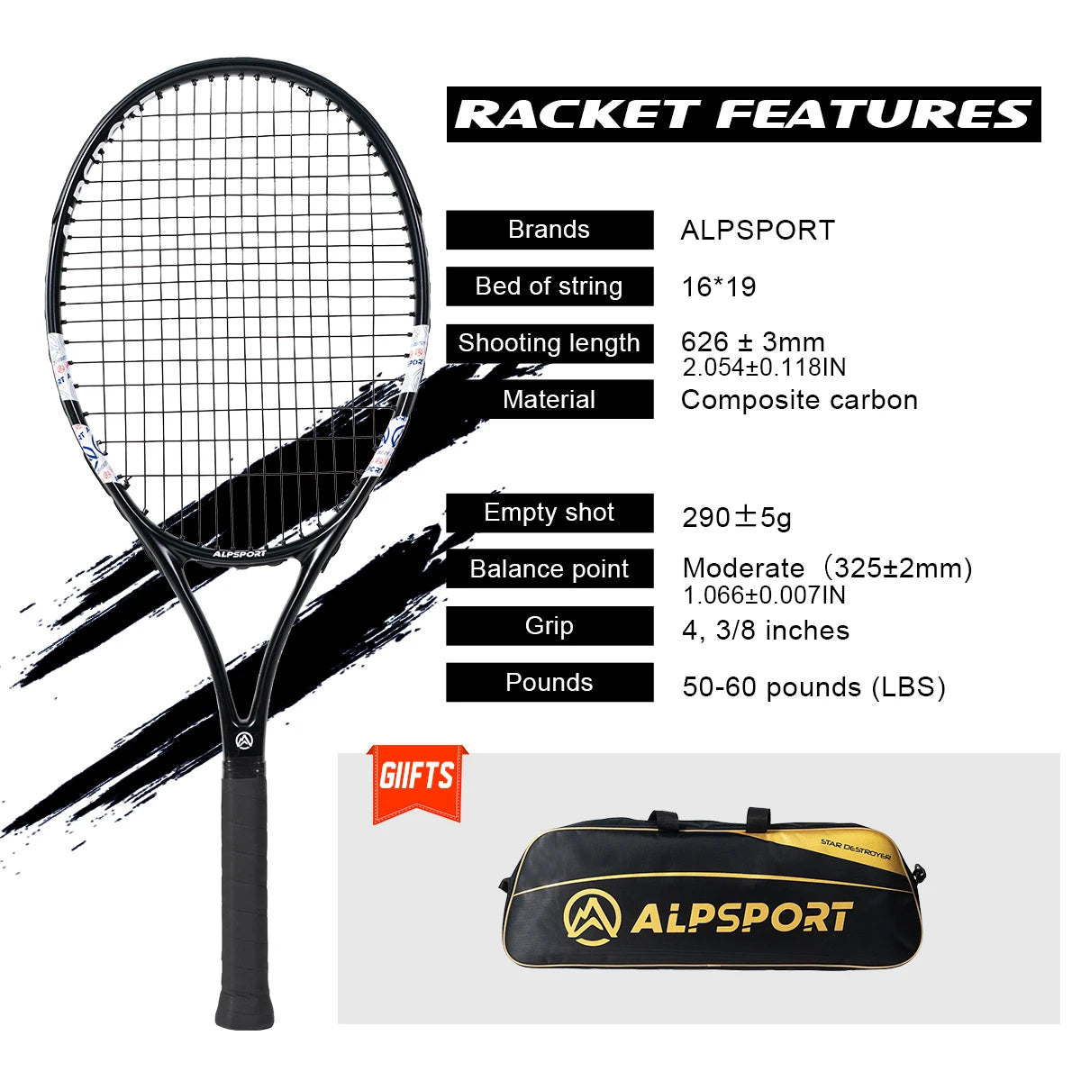 T800 18K Carbon Fiber Tennis Racket