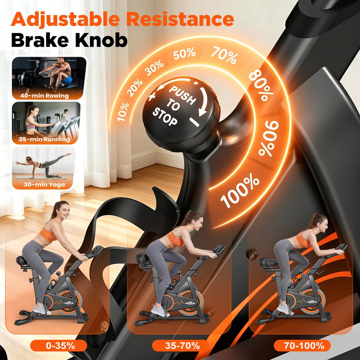 Stationary Indoor Cycling Bike Silent Belt Drive