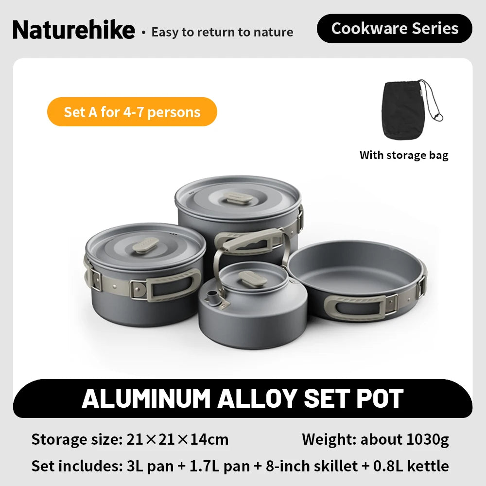 Portable Camping Cookware Kit Frying Pan Kettle