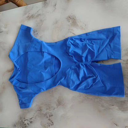 Women's Short Sleeve Backless Fitness Playsuit Activewear