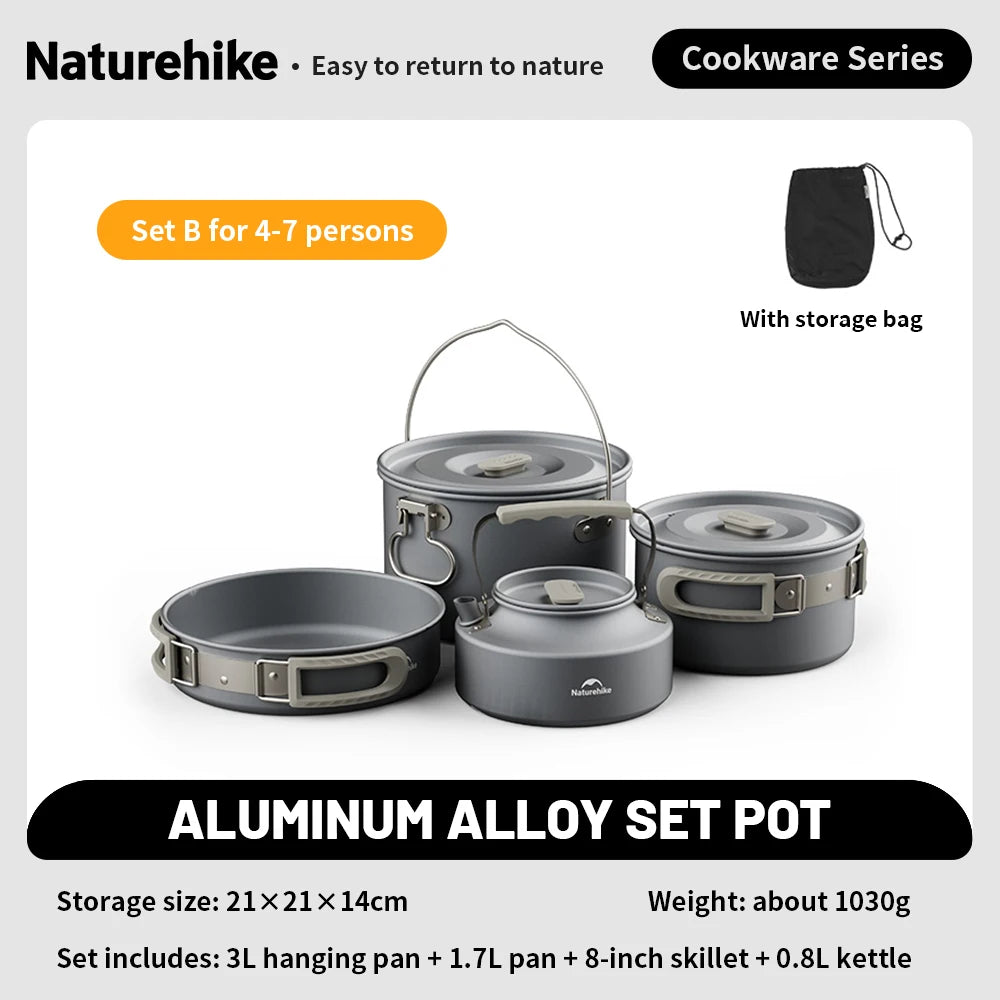Portable Camping Cookware Kit Frying Pan Kettle