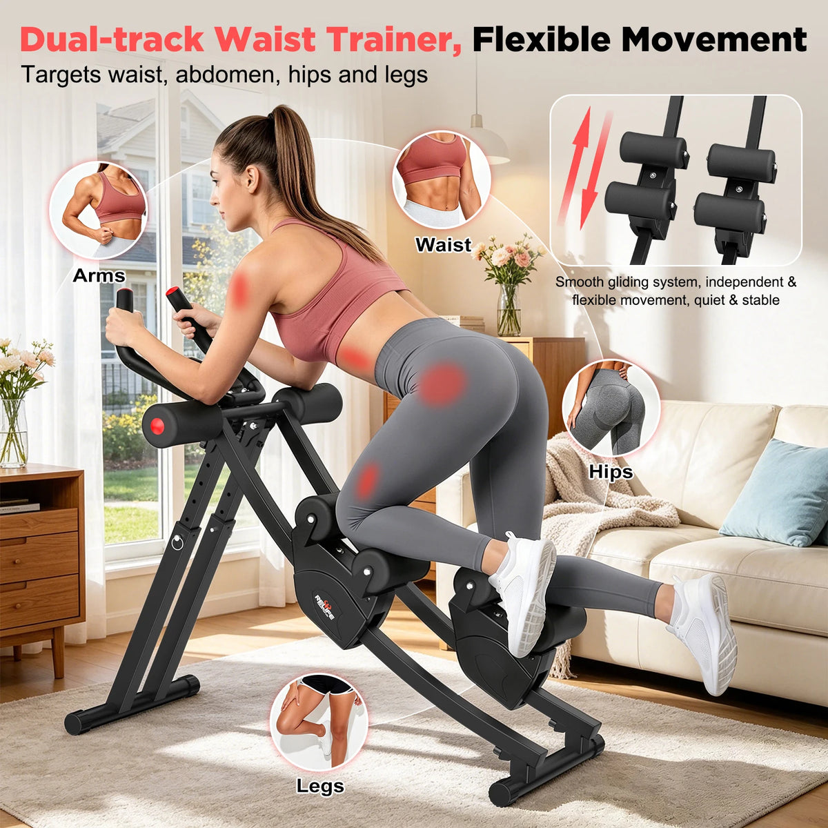 Relife Dual Track Foldable Adjustable Ab Core Trainer